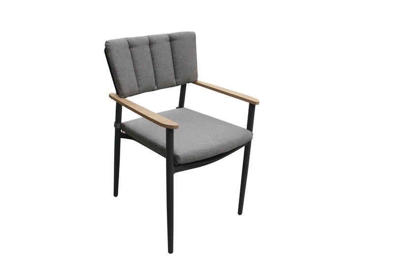 Alicante alu dining chair with teak armrest FSC 100%