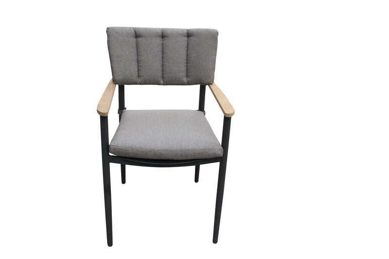 Alicante alu dining chair with teak armrest FSC 100%