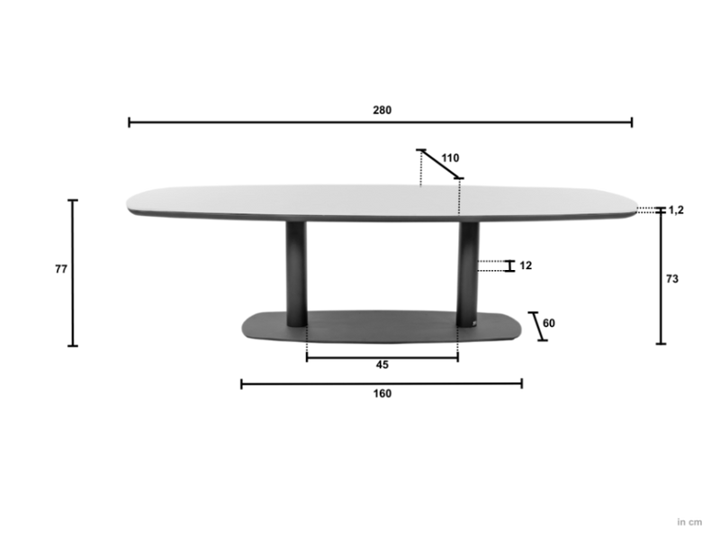 Tuintafel Melville | Deens Ovaal | Meerdere maten | Verschillende kleuren