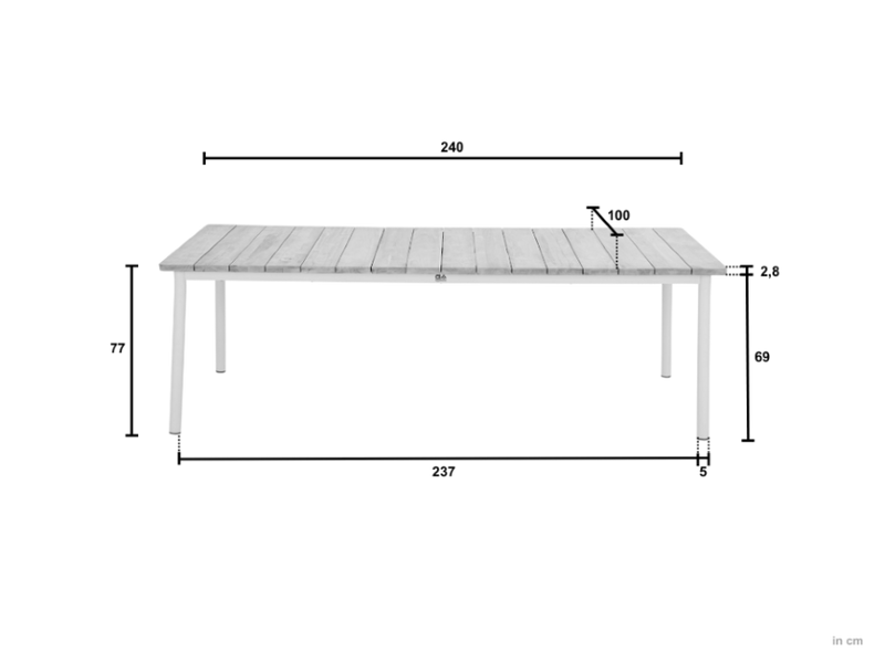 Tuintafel Milou | Aluminium/Teak | 240x100cm