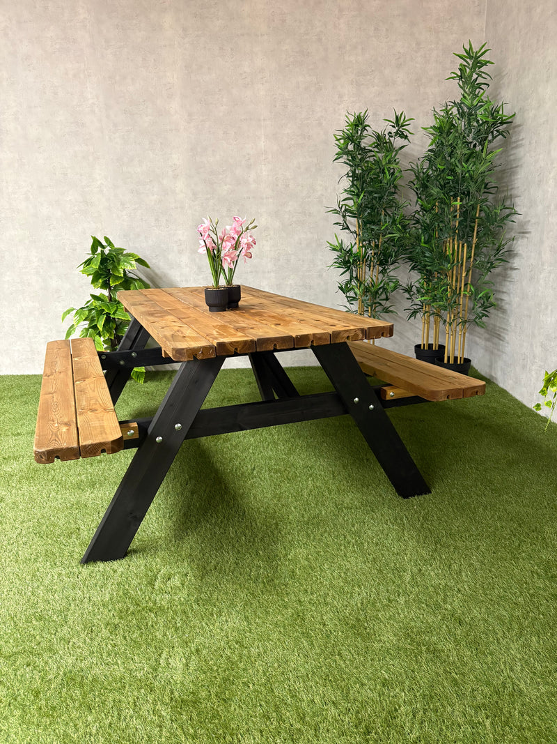 Picknicktisch Deluxe – Schwarzbraun – 180 cm