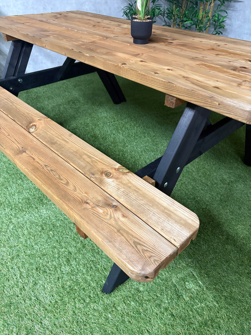 Picknicktisch Deluxe – Schwarzbraun – 180 cm
