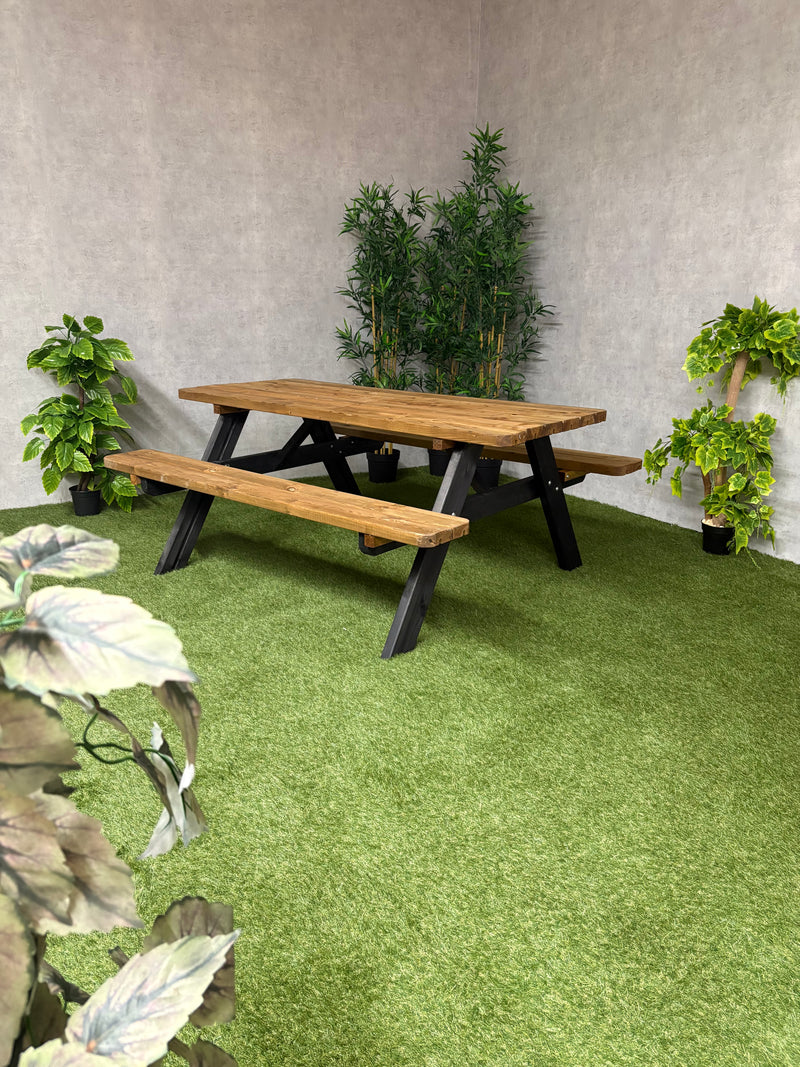 Picknicktisch Deluxe – Schwarzbraun – 180 cm
